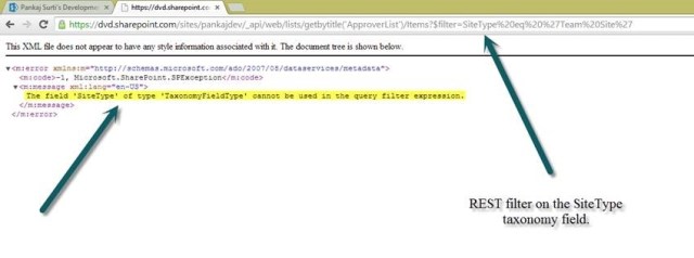 REST call error ‘The field ‘SiteType’ of type ‘TaxonomyFieldType ...